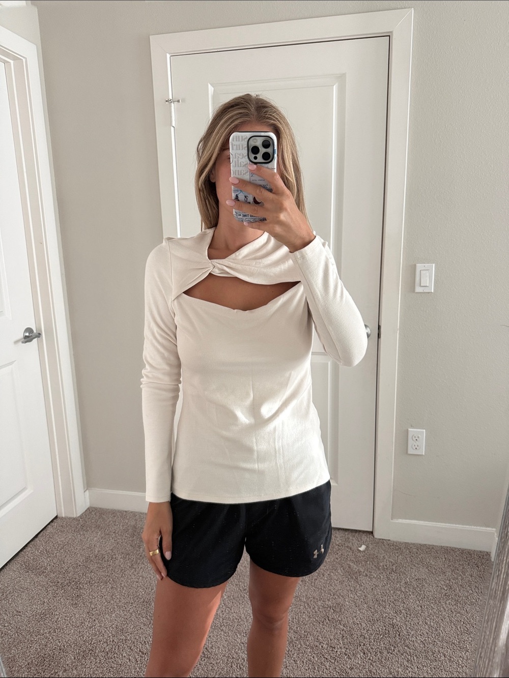 Cream cut out detail sweater